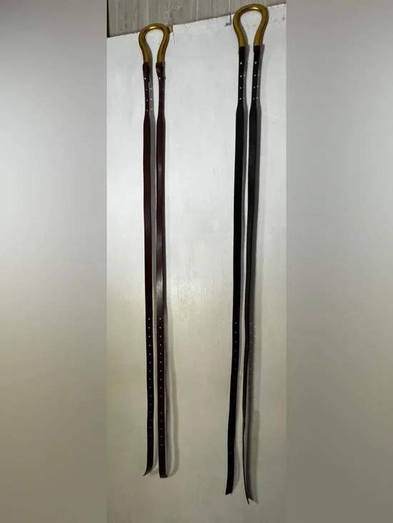 NEW Designer Inspired Brown & Black Double Strap Belts w/ Gold Accents - Picture 4 of 9